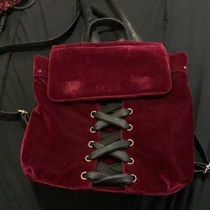 Velvet maroon back pack